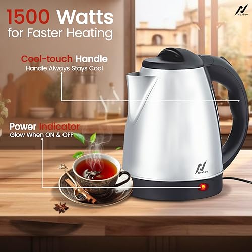 NexLev 1500W Electric Water Kettle | 1.8L | 304 SS - Auto Cut Off | 3x Protection| Instant Boiling, Water, Tea, Coffee, Noodles, Soup | Cool Touch Handle & Lid | 3Mins Rapid Heating | Cordless | KE-03 - Image 2