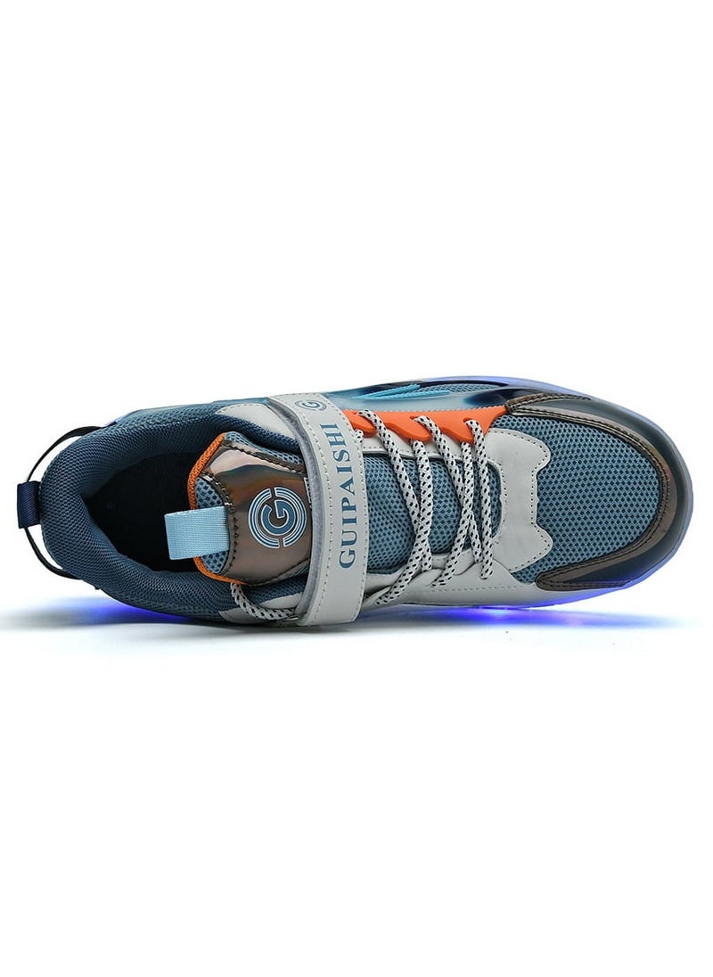 OHAHO Kids Roller Skates Shoes - New Upgraded with Wheels LED Light Color Shoes Shiny Roller Skates Skate Shoes Simple Kids Gifts Boys Girls The Best Gift for Party Birthday Christmas Day(Blue)  - Image 4