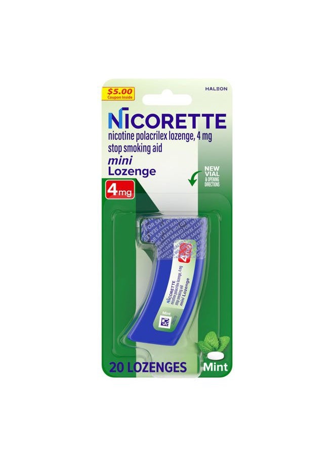 nicorette 4 mg Mini Nicotine Lozenges to Quit Smoking - Mint Flavored Stop Smoking Aid, 20 Count  - Image 1