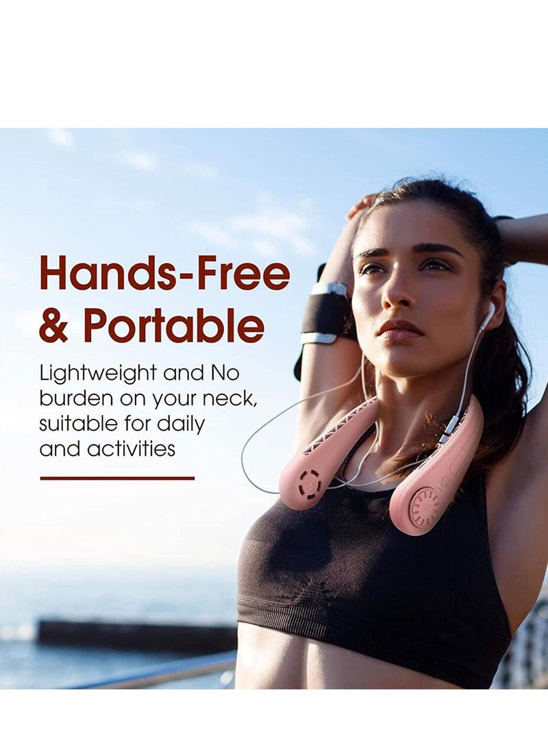 Portable Neck Fan, Hands Free Bladeless Neck Fan, 360° Cooling Hanging Fan, USB Rechargeable Sport Fan, Headphone Design Neck Fan with 3 Wind Speed for Outdoor Indoor  - Image 4
