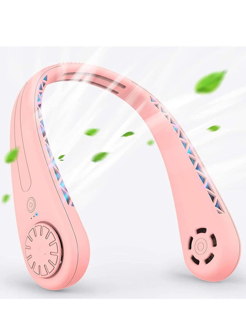 Portable Neck Fan, Hands Free Bladeless Neck Fan, 360° Cooling Hanging Fan, USB Rechargeable Sport Fan, Headphone Design Neck Fan with 3 Wind Speed for Outdoor Indoor  - Image 1