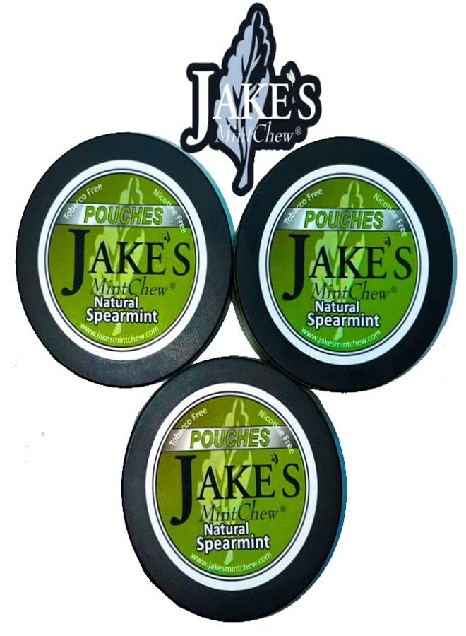 Jake's Mint Chew - Natural Spearmint - 3 Pack-POUCHES - Image 1