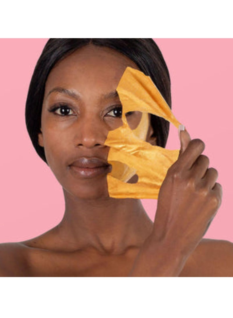 سكين ريبابلك قناع تقشير الذهب عيار 24 قيراطًا (3 أقنعة) - قناع وجه مضاد للشيخوخة مع الشاي الأخضر والرمان وأحماض الفاكهة - يقشر البشرة ويقلل من الخطوط الدقيقة والتجاعيد ويفتحها ويستعيد نضارتها ويحميها - Image 4