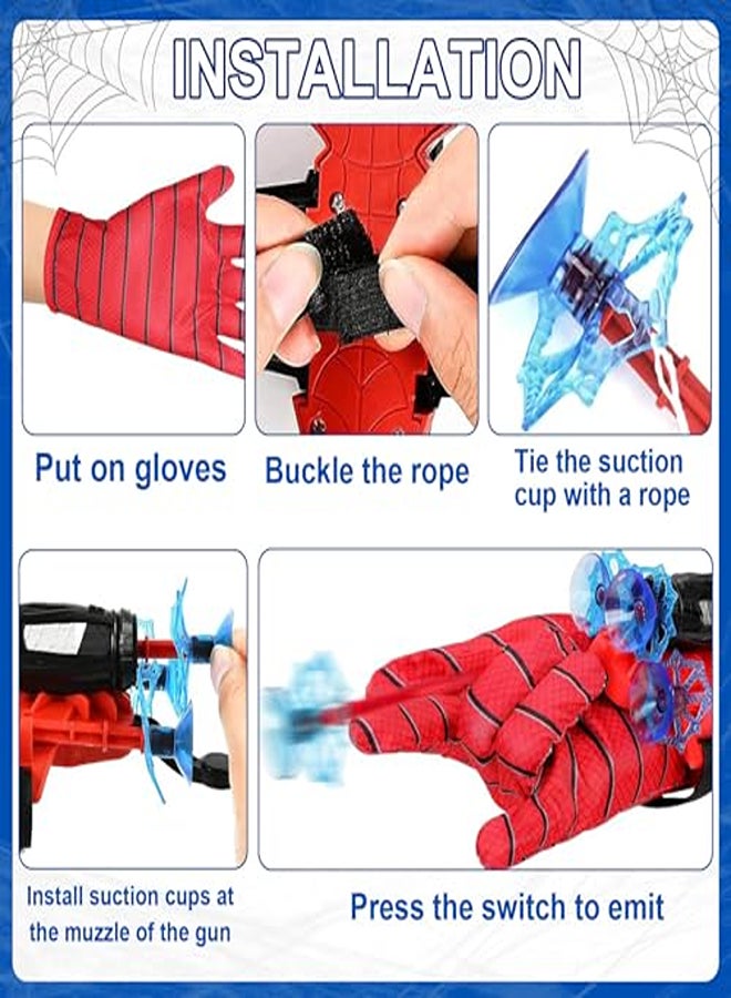 Set of 2 Spider Launcher Gloves, Kids Spider Hero Gloves, Wrist Toy Set, Super Spider Launcher, Funny Educational Toy Costume Props for Children - Image 1