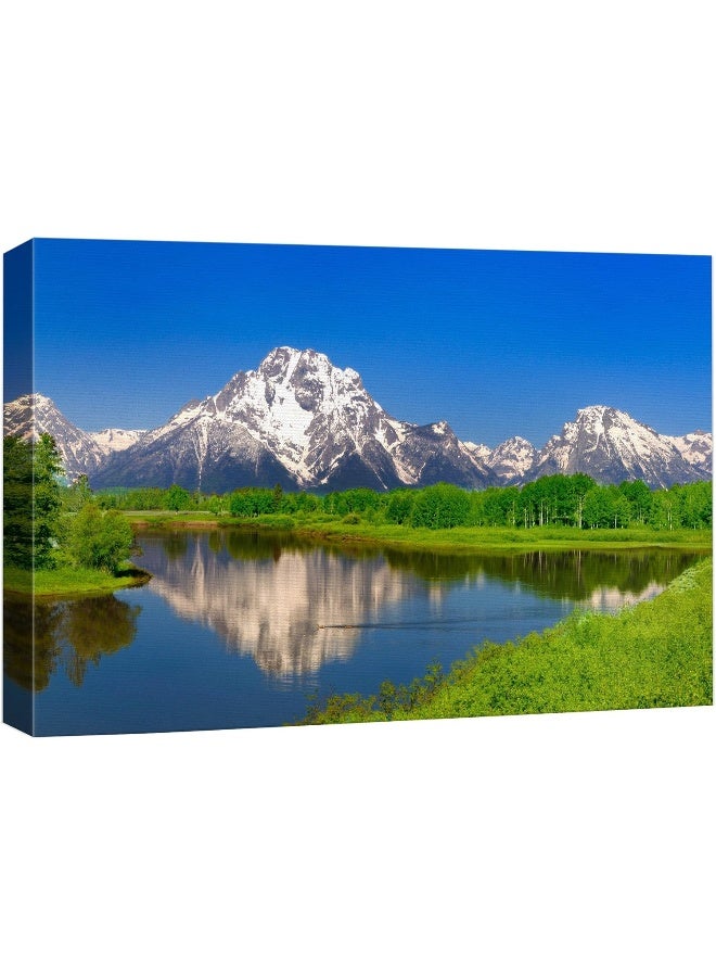 wall26 Canvas Prints Wall Art - Beautiful Scenery/Landscape Oxbow Bend at Grand Teton | Modern Home Decoration/Wall Art Giclee Printing Wrapped Canvas Art Ready to Hang - 24" x 36" - Image 1