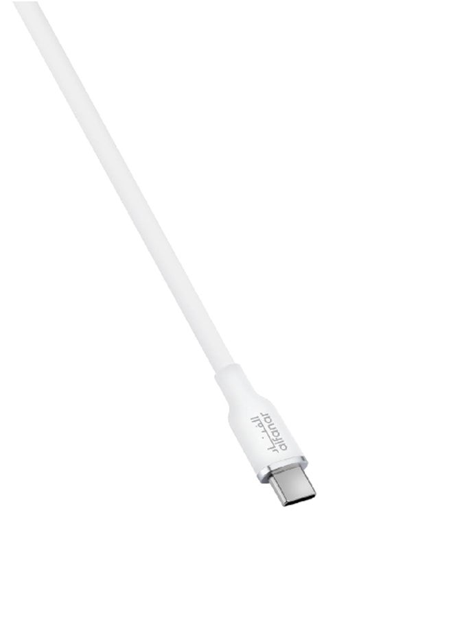 alfanar - 10Gbps 5A Silicone USB Type-C to Type-C Fast Charging Cable White 2 m C52C-CSW11 - Image 1