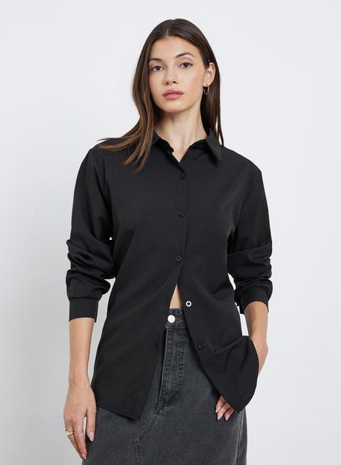 Styli Women Black Longline Oversized Shirt
