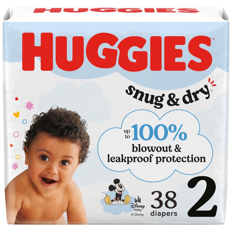 Huggies Size 2 Diapers, Snug & Dry Baby Diapers, Size 2 (12-18 lbs), 38 Count, Packaging May Vary - Image 1