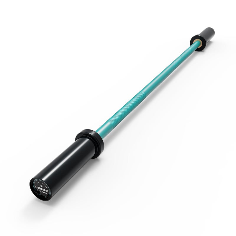 LIONSCOOL 25mm Grip 4ft Barbell (Turquoise Ceramic Coating with Black E-Coated Sleeves, 4FT, 350LBS) - Image 1