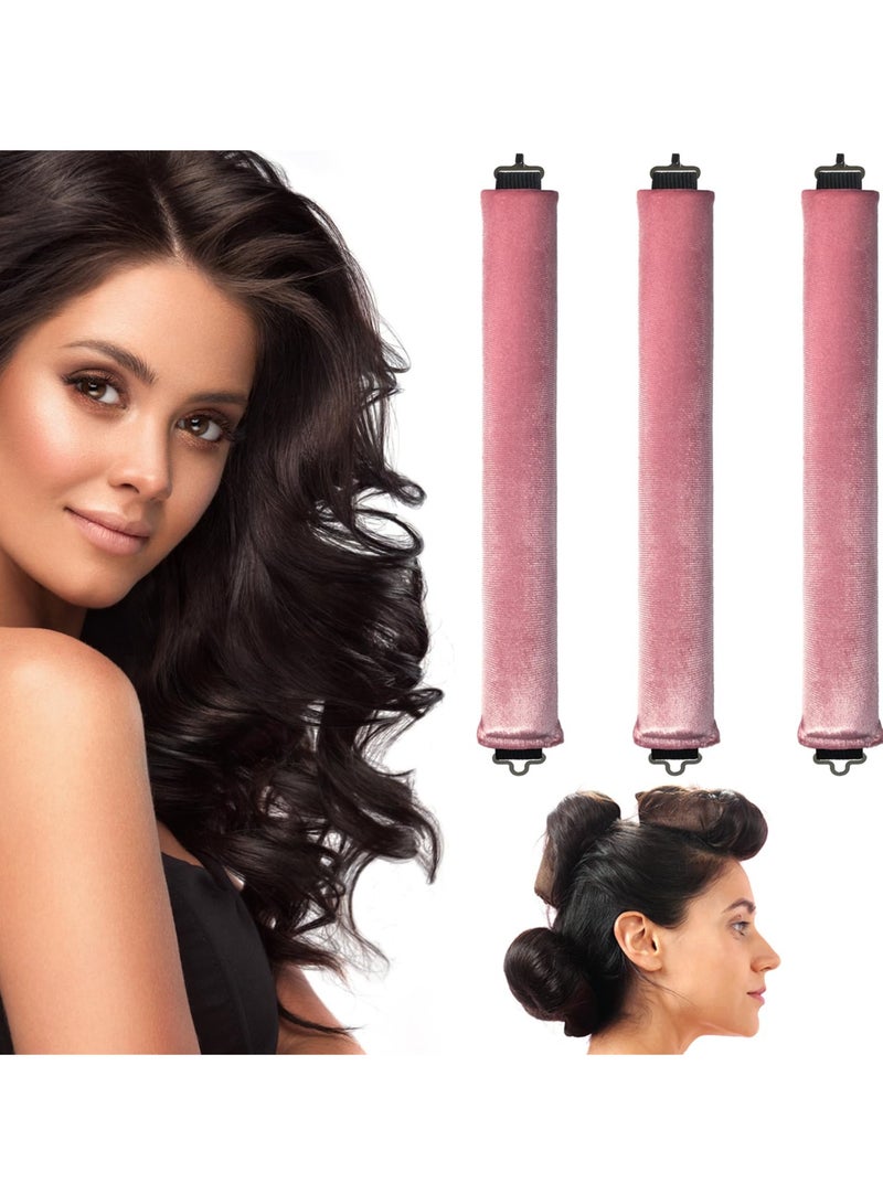 SYOSI Heatless Hair Curler with Flexi Rods and Hook, Gentle Curling Rod for All Hair Types, Comfortable Overnight No Heat Curlers, Ideal for Blowout Curls, Pink - Image 1