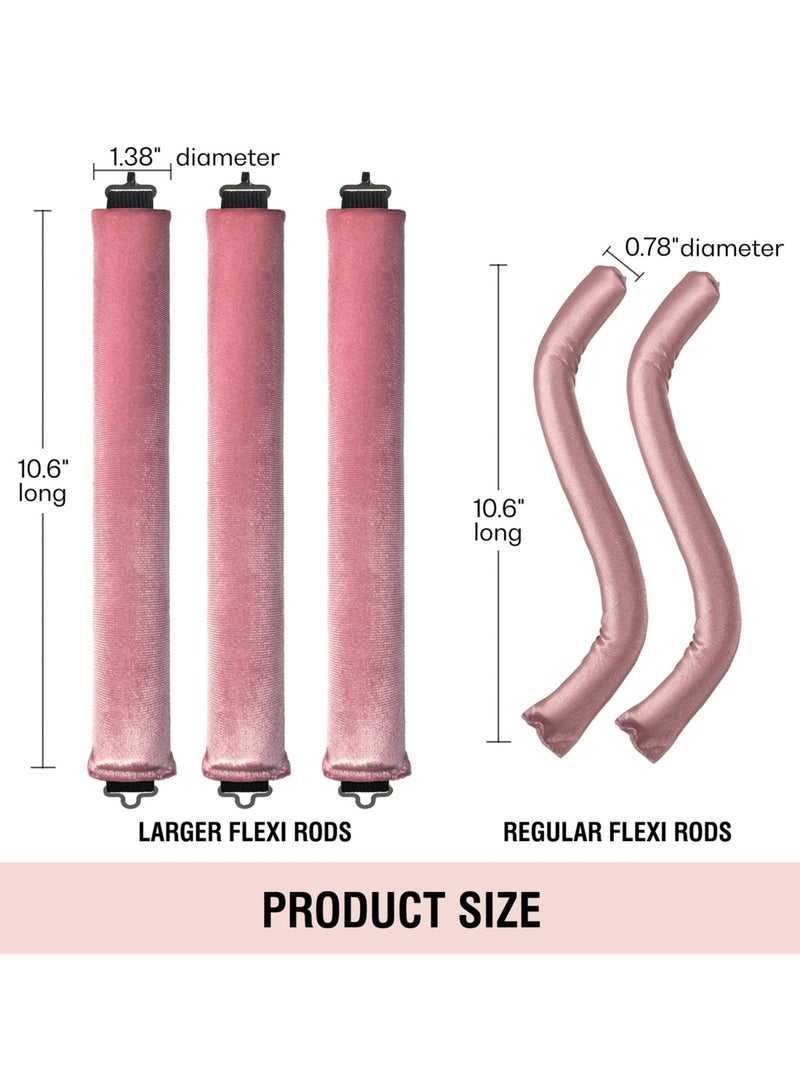 SYOSI Heatless Hair Curler with Flexi Rods and Hook, Gentle Curling Rod for All Hair Types, Comfortable Overnight No Heat Curlers, Ideal for Blowout Curls, Pink - Image 3