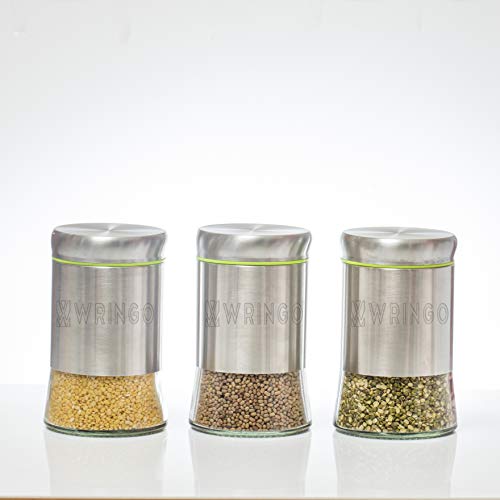 WRINGO 550 ML Stainless Steel Canister Glass Jar With Lid,Premium Pantry Organizers Containers & Perfect Kitchen Storage For Canning Cereal,Coffee,Sugar,Tea,Pasta & BeansContainers Set Of 2,Multicolor - Image 5