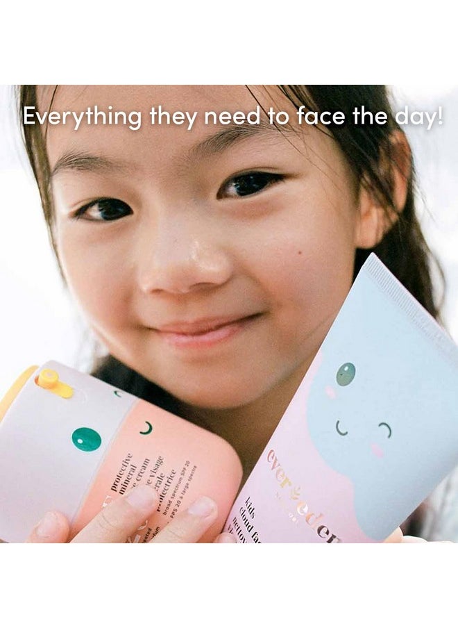 Evereden - Kids Happy Morning Duo Clean & Vegan Skin Care For Kids Bundle Kids Skin Care Cloud Face Wash + Spf 20 Mineral Face Cream Nontoxic Noncomedogenic Fun Easytouse Skincare For Kids - Image 1