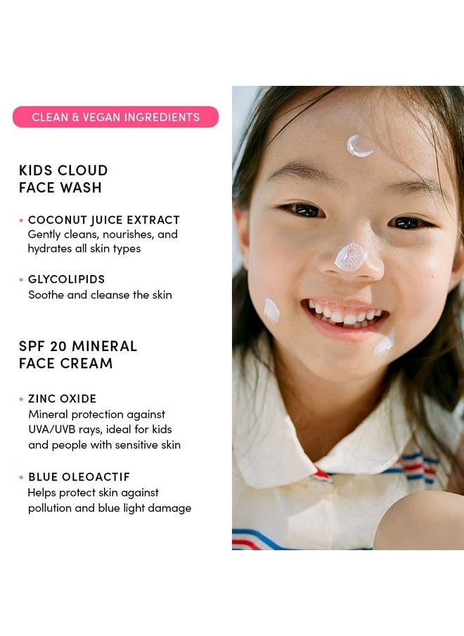 Evereden - Kids Happy Morning Duo Clean & Vegan Skin Care For Kids Bundle Kids Skin Care Cloud Face Wash + Spf 20 Mineral Face Cream Nontoxic Noncomedogenic Fun Easytouse Skincare For Kids - Image 1