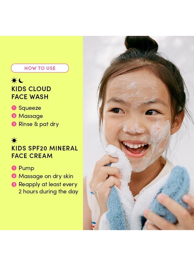 Evereden - Kids Happy Morning Duo Clean & Vegan Skin Care For Kids Bundle Kids Skin Care Cloud Face Wash + Spf 20 Mineral Face Cream Nontoxic Noncomedogenic Fun Easytouse Skincare For Kids - Image 1