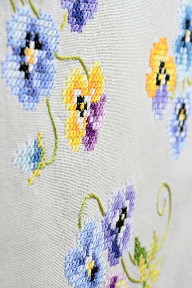 Vervaco Cross Stitch Table Runner Kit Pretty Pansies 16"" x 40"" - Image 5