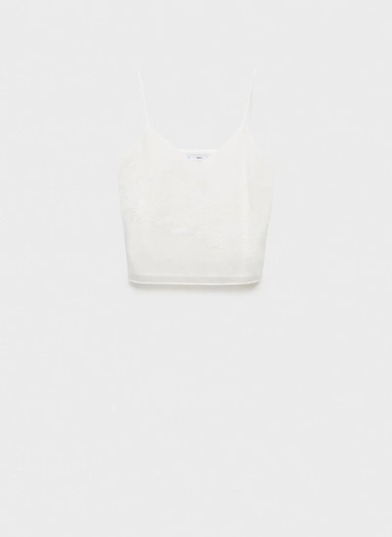 MANGO Lace Strap Top