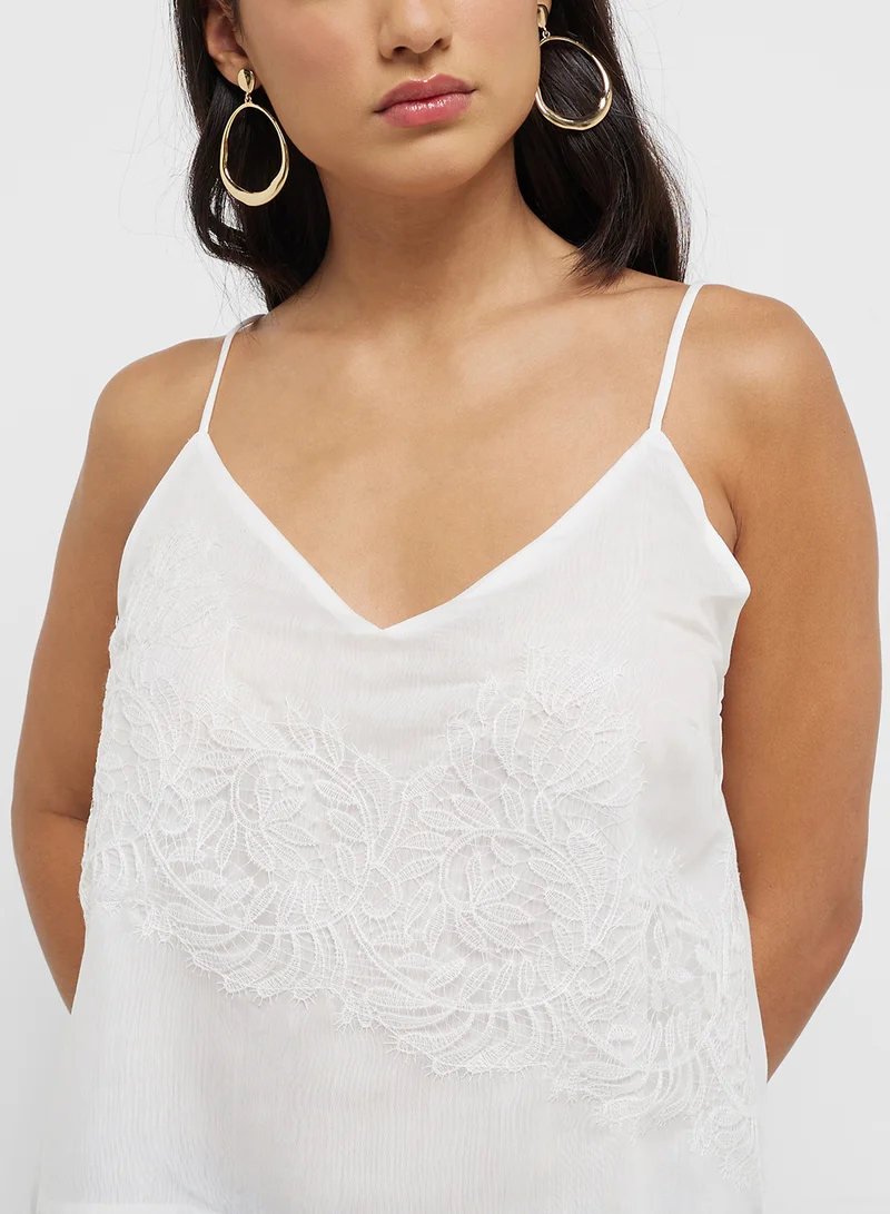 MANGO Lace Strap Top