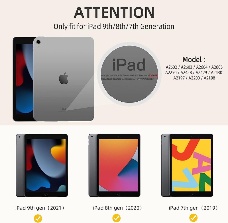 MOCA [Flexible Back] with [Pencil Holder] Smart Case for 10.2 inch iPad 9th 8th 7th Generation 10.2" iPads 2021 2020 2019 Launch A2603 A2604 A2605 A2270 A2428 A2429 A2430 A2197 A2198 A2200 Flip Cover - Image 2