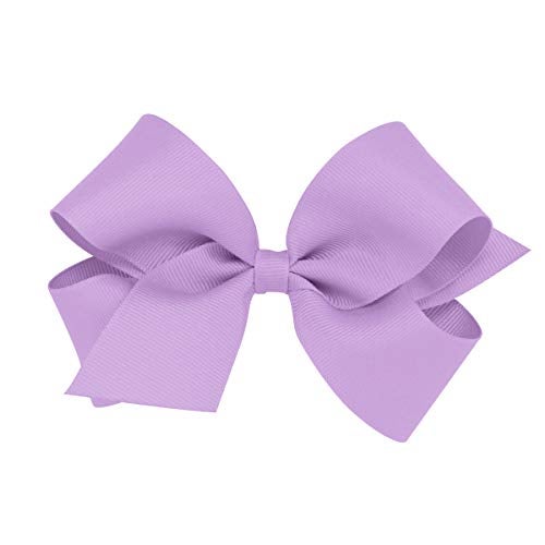 Wee Ones Girls Classic Grosgrain Hair Bows with Plain Wrap Center NoSlip Hair Clip Handmade Light Orchid Medium - Image 1