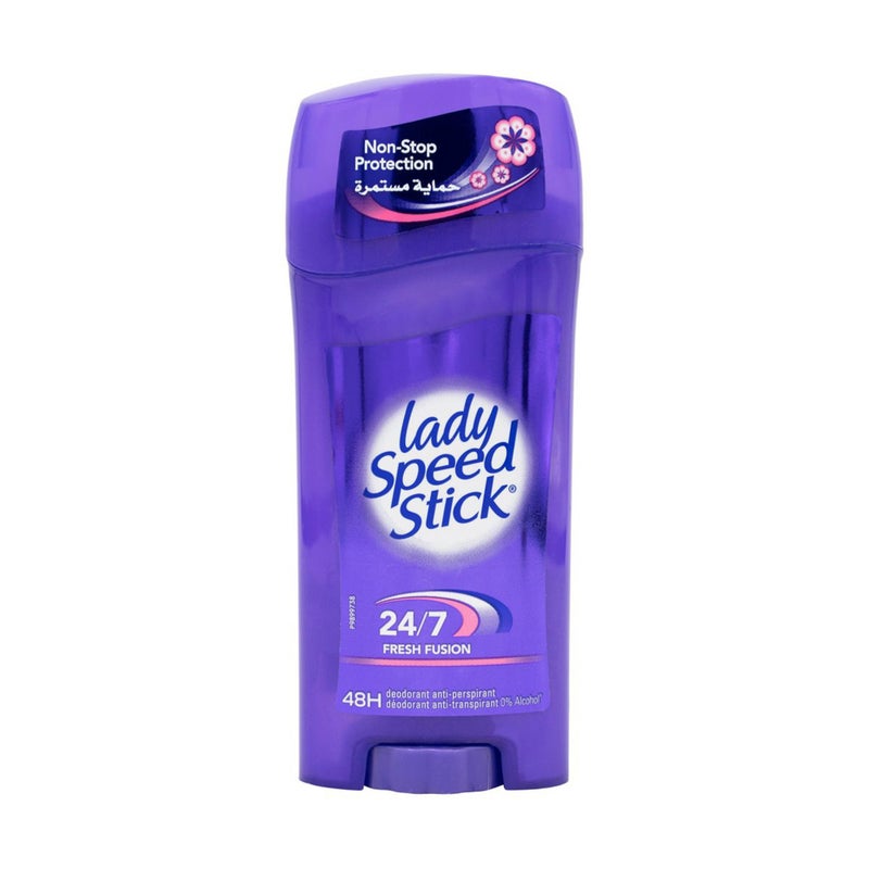Lady Speed Stick 24/7 Wetness & Odor Protection, Fresh Fusion Scent, 2.3 Ounce (Pack of 4)