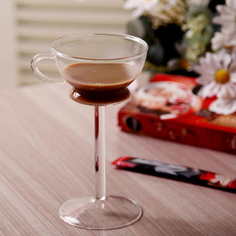 Stemmed Wine Goblet Glass with Handle 150ml Glass Cup for Juice Coffee Tea Bar Drinkware Decorative Unique Design - Image 4