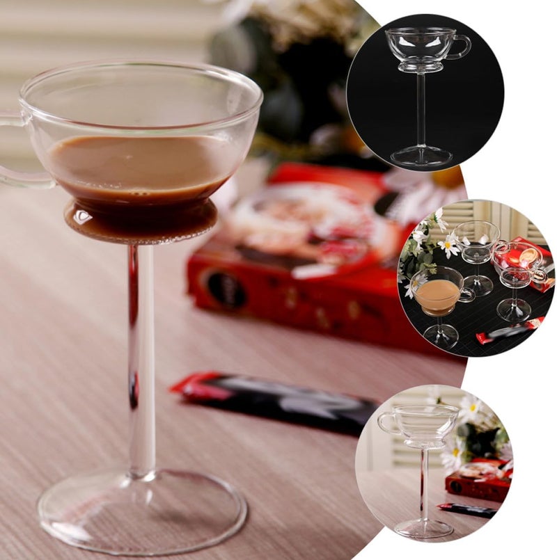 Stemmed Wine Goblet Glass with Handle 150ml Glass Cup for Juice Coffee Tea Bar Drinkware Decorative Unique Design - Image 3