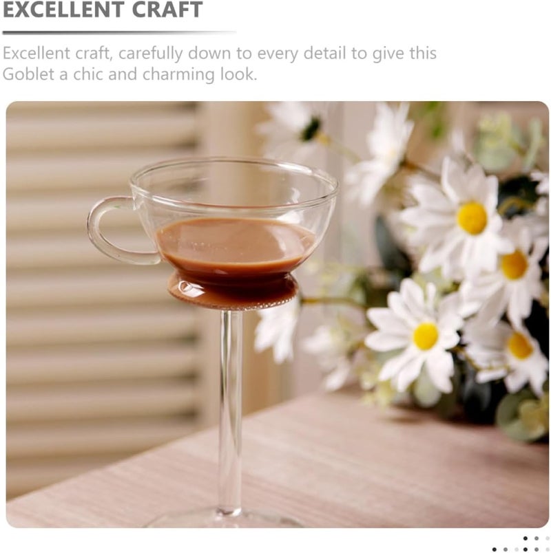 Stemmed Wine Goblet Glass with Handle 150ml Glass Cup for Juice Coffee Tea Bar Drinkware Decorative Unique Design - Image 2