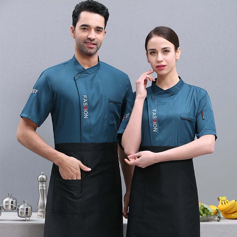 Chef Uniform Short-Sleeved Men'S Summer Wear Breathable Chef Work Clothes Custom Printed Kitchen Clothes Restaurant El Catering Women - Image 5