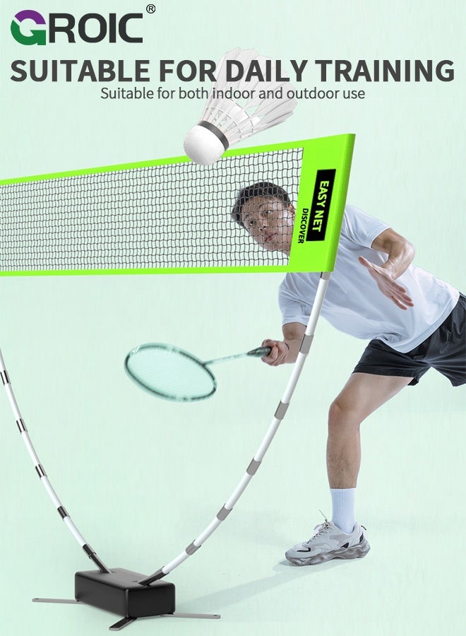 GROIC Portable Badminton Net - Backyard Outdoor Badminton Net, Sturdy Weatherproof Portable Equipment Outdoor Games Accessories for Beach Garden Yard School - Green - Image 3