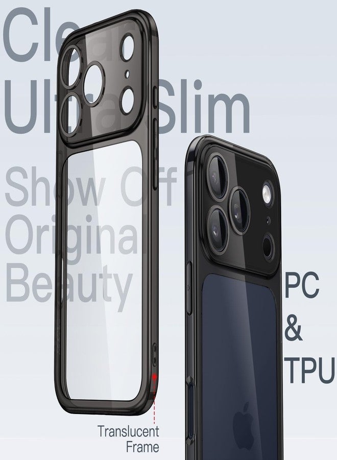 جي تيك جراب JETech Slim لهاتف iPhone 17 Pro Max مقاس 6.9 بوصة مع عدسة كاميرا، يوفر حماية كاملة، غطاء هاتف واقٍ شفاف فائق النحافة وخفيف الوزن بتصميم بسيط (أسود) - Image 3