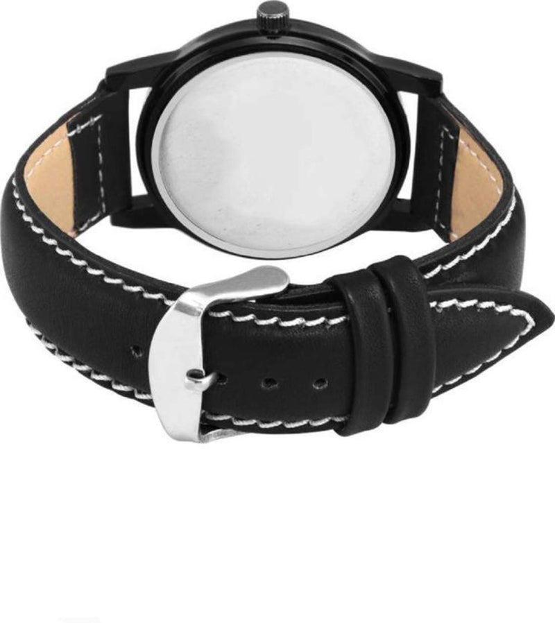 Acnos® Premium Black dial-case and Black Leather Watch for Men Pack of - 1 - Image 3
