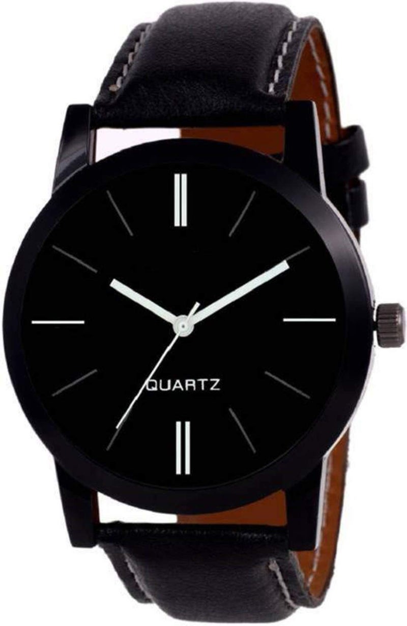 Acnos® Premium Black dial-case and Black Leather Watch for Men Pack of - 1 - Image 1