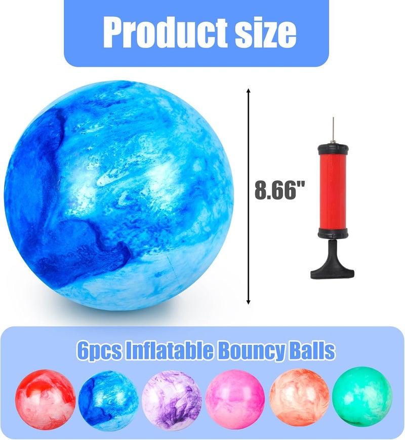 FuturePlusX 6PCS Inflatable Playground Balls, 8.7 Inches Kickball Dodge Ball with Pump, for Kids Indoor and Outdoor Play, Party Favors - Image 2