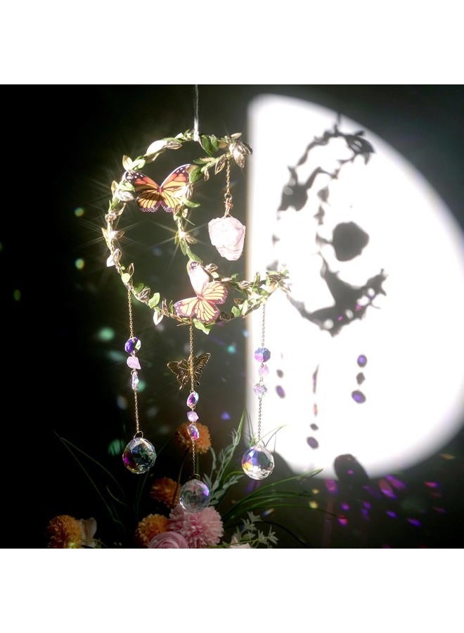 LPKADQA Suncatcher - Amethyst Moon Crystal Sun Catcher Window Hanging, Good Luck Charms Gifts for Women Chrismas Thanksgiving Birthday Crystal - Image 2