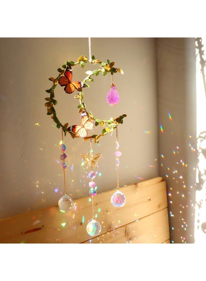 LPKADQA Suncatcher - Amethyst Moon Crystal Sun Catcher Window Hanging, Good Luck Charms Gifts for Women Chrismas Thanksgiving Birthday Crystal - Image 1