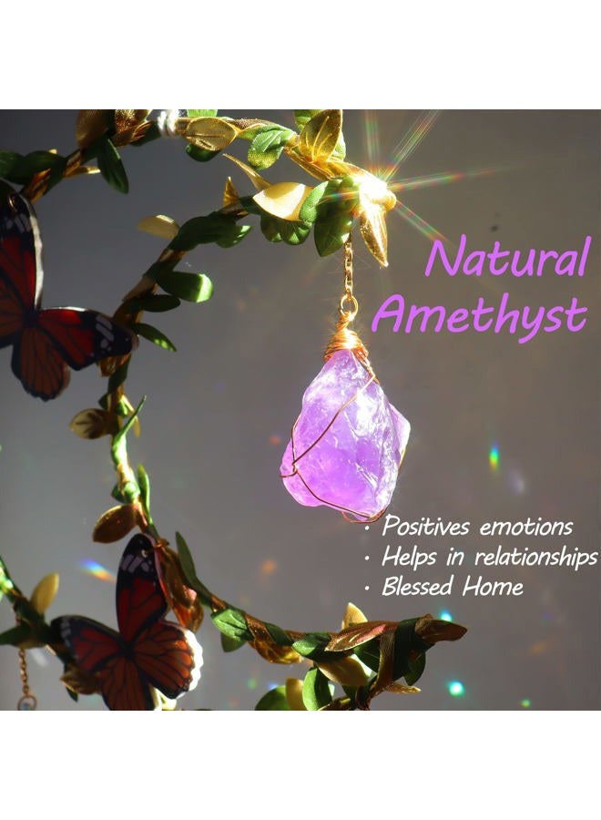 LPKADQA Suncatcher - Amethyst Moon Crystal Sun Catcher Window Hanging, Good Luck Charms Gifts for Women Chrismas Thanksgiving Birthday Crystal - Image 4