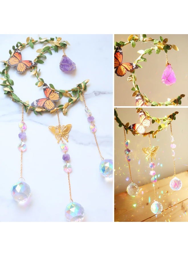 LPKADQA Suncatcher - Amethyst Moon Crystal Sun Catcher Window Hanging, Good Luck Charms Gifts for Women Chrismas Thanksgiving Birthday Crystal - Image 5