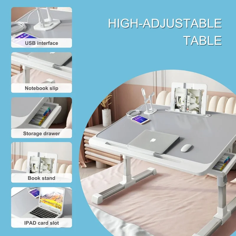 QUESERA Portable Laptop Table Bed with Drawer