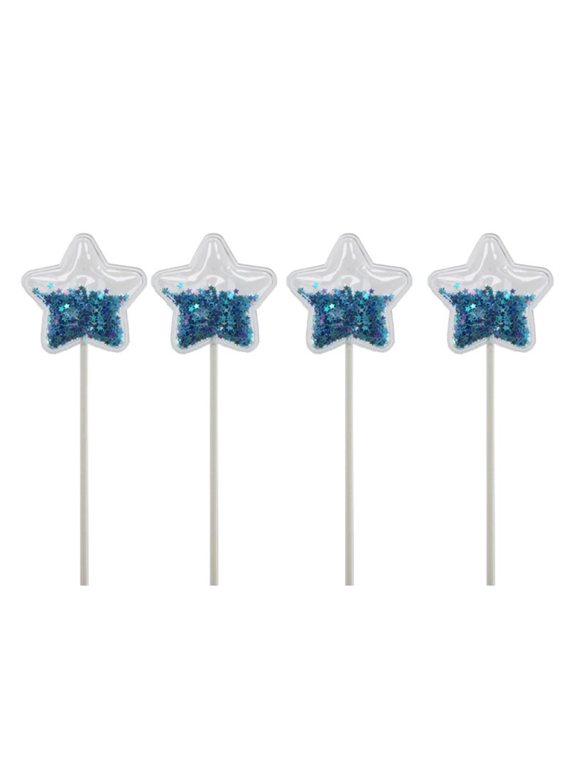 PARTY FUN Blue Star Cake Topper 4pcs  - Image 1