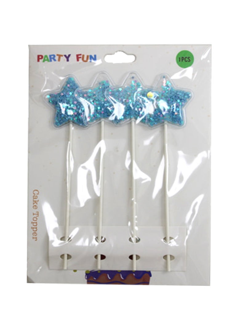 PARTY FUN Blue Star Cake Topper 4pcs  - Image 2