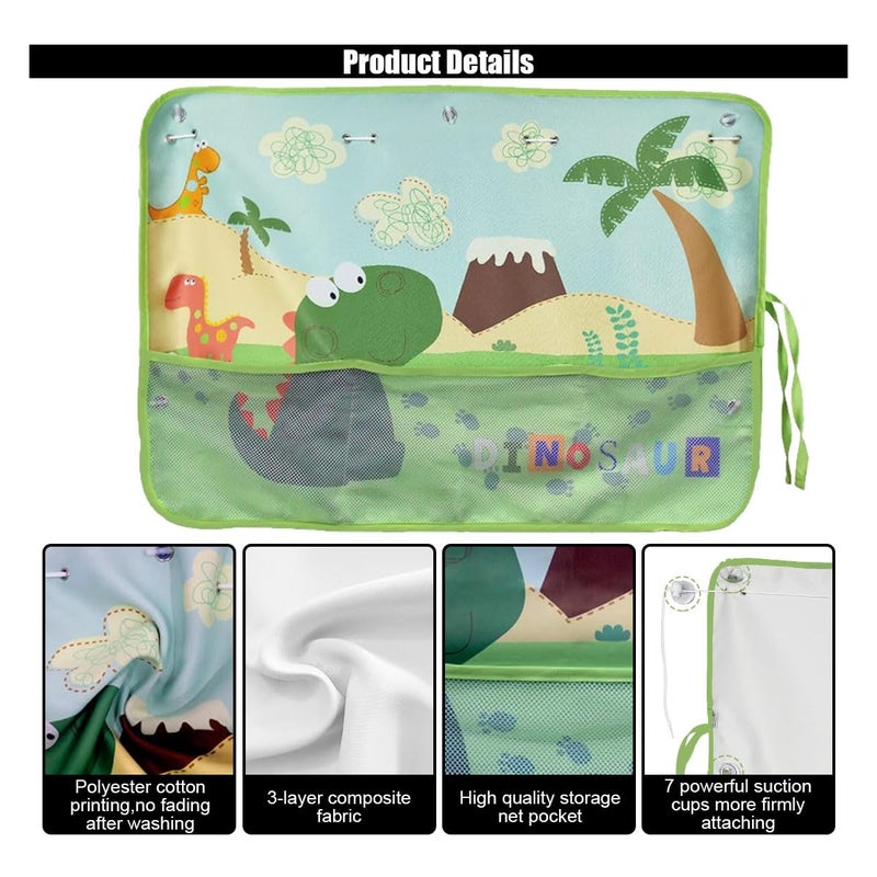GLSOWEE Car Window Shade for Baby, Blackout Car Window Curtain with Storage Pockets & 7 Suction Cups, Cartoon Pattern Cars Side Window Sun Shade Cover for Sun/Heat/UV Rays Protection (Green-Dinosaurs) - Image 4