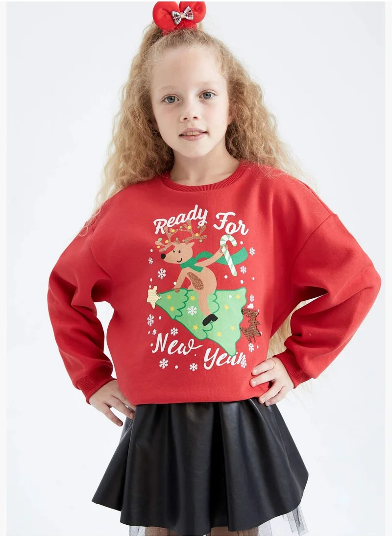 DeFacto Girl Crew Neck Long Sleeve Knitted Sweatshirt