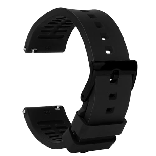TStrap Silicone Watch Band for Men - Black Quick Release Watch Band for Women Soft - Waterproof Smart Watch Bracelet Clasp - Correa de Silicona para Reloj Replacement - 18mm 19mm 20mm 21mm 22mm 24mm - Image 1