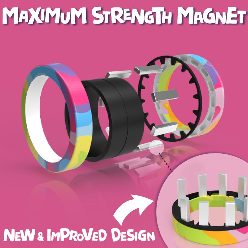 BUNMO Magnetic Rings - Fidget Toys Adults - Magnetic Fidget Rings - Endless Hours of Fun - Spin, Connect & Play - Addictive Fidget Toy for Boys & Girls - Great Teen Gift - Multicolor - Image 4