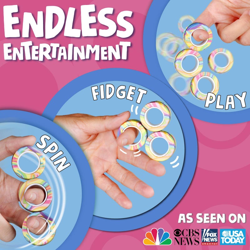 BUNMO Magnetic Rings - Fidget Toys Adults - Magnetic Fidget Rings - Endless Hours of Fun - Spin, Connect & Play - Addictive Fidget Toy for Boys & Girls - Great Teen Gift - Multicolor - Image 2