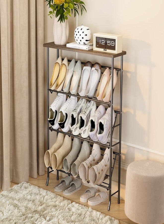 JZM Shoe Rack Storage, Narrow 4 Tier Metal Shoe Storage Shelf, Free Standing Shoe Racks, Space Saving Shoe Rack Organizer for Entryway, Hallway, Bedroom, Living Room(12-16 Pair) - Image 2