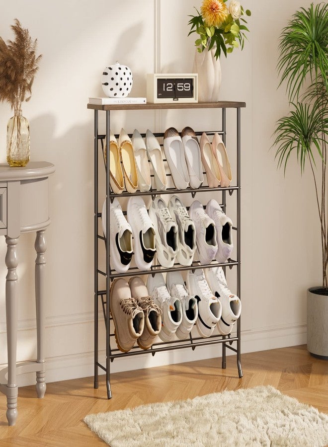 JZM Shoe Rack Storage, Narrow 4 Tier Metal Shoe Storage Shelf, Free Standing Shoe Racks, Space Saving Shoe Rack Organizer for Entryway, Hallway, Bedroom, Living Room(12-16 Pair) - Image 3