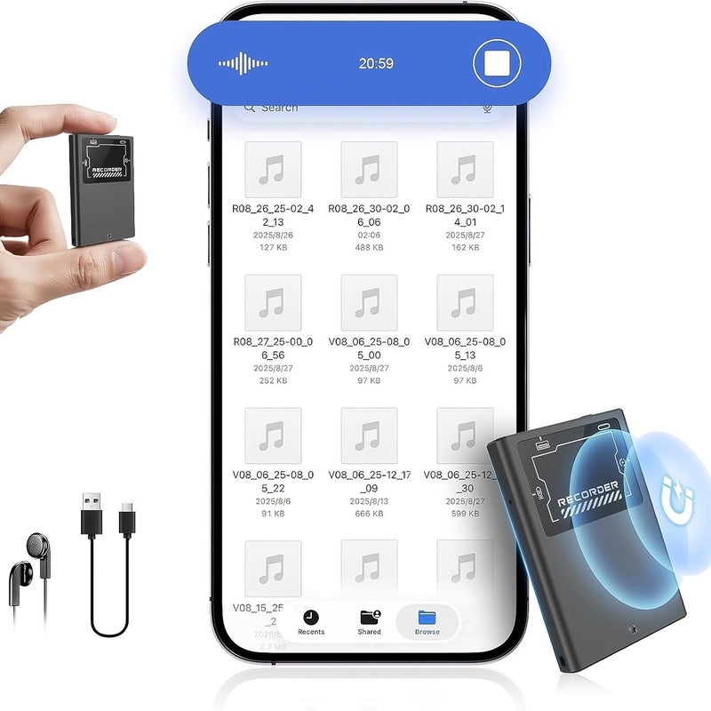 1pc Portable Magnetic Voice Recorder Upgraded Version 64GB AI Adjustable Noise Reduction Large Storage Capacity For Meetings Interviews - Image 1