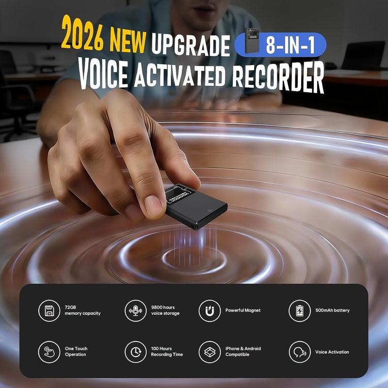 1pc Portable Magnetic Voice Recorder Upgraded Version 64GB AI Adjustable Noise Reduction Large Storage Capacity For Meetings Interviews - Image 3